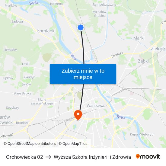 Orchowiecka 02 to Wyższa Szkoła Inżynierii i Zdrowia map