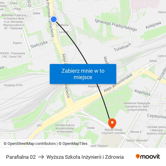 Parafialna 02 to Wyższa Szkoła Inżynierii i Zdrowia map