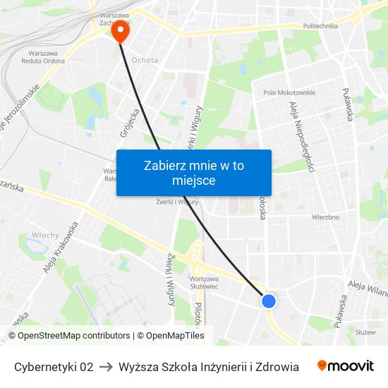 Cybernetyki 02 to Wyższa Szkoła Inżynierii i Zdrowia map