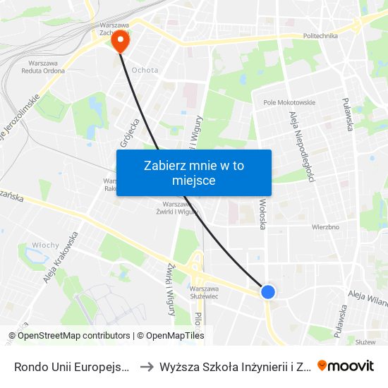 Rondo Unii Europejskiej 06 to Wyższa Szkoła Inżynierii i Zdrowia map