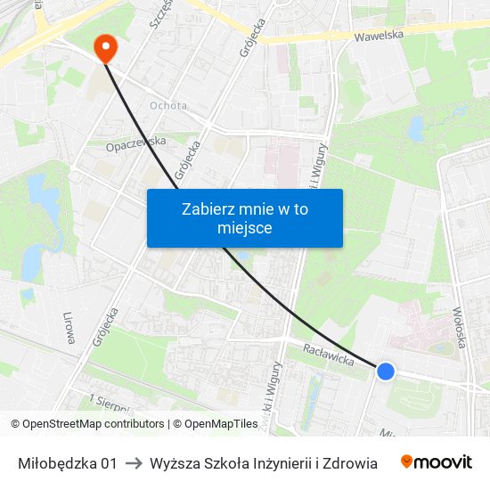 Miłobędzka 01 to Wyższa Szkoła Inżynierii i Zdrowia map