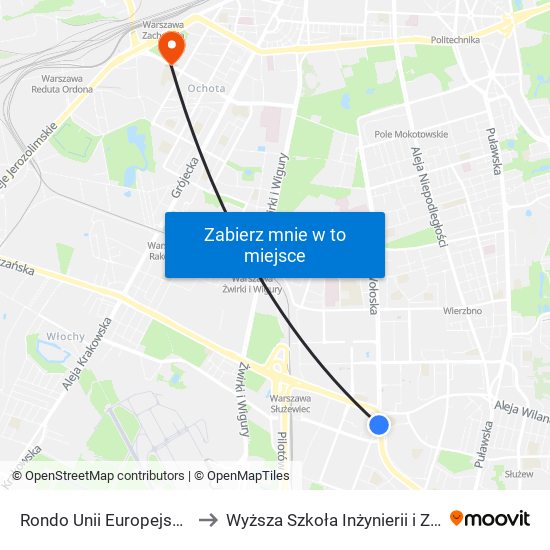 Rondo Unii Europejskiej 05 to Wyższa Szkoła Inżynierii i Zdrowia map