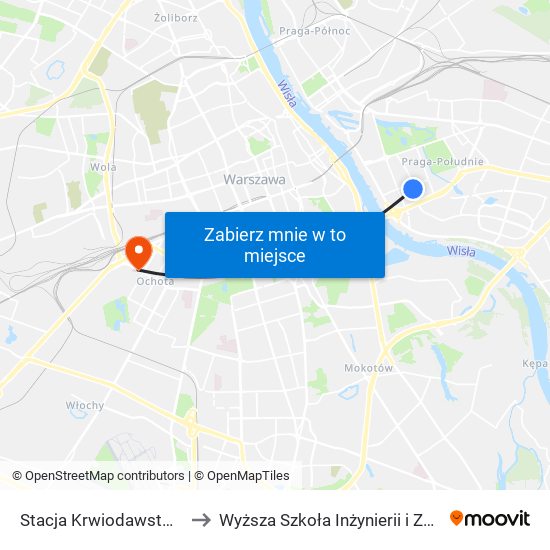 Stacja Krwiodawstwa 01 to Wyższa Szkoła Inżynierii i Zdrowia map