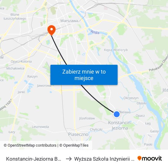 Konstancin-Jeziorna Borowa 02 to Wyższa Szkoła Inżynierii i Zdrowia map