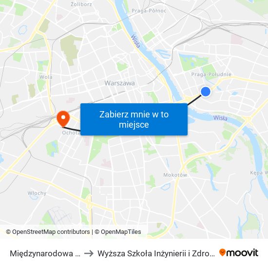 Międzynarodowa 01 to Wyższa Szkoła Inżynierii i Zdrowia map