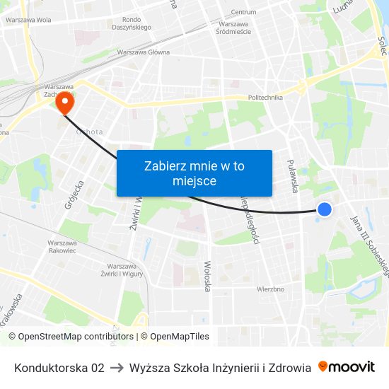 Konduktorska to Wyższa Szkoła Inżynierii i Zdrowia map