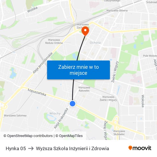 Hynka to Wyższa Szkoła Inżynierii i Zdrowia map