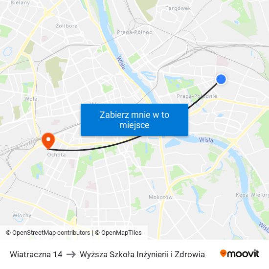 Wiatraczna 14 to Wyższa Szkoła Inżynierii i Zdrowia map