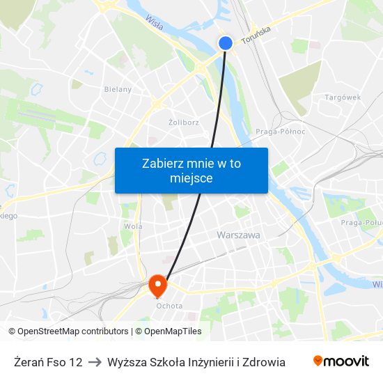 Żerań Fso 12 to Wyższa Szkoła Inżynierii i Zdrowia map