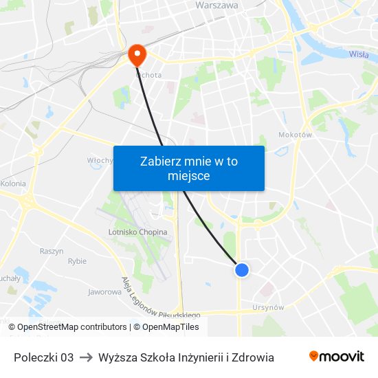 Poleczki 03 to Wyższa Szkoła Inżynierii i Zdrowia map