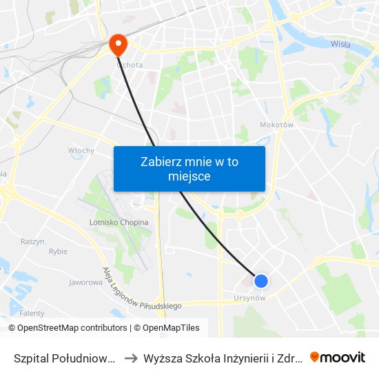 Szpital Południowy to Wyższa Szkoła Inżynierii i Zdrowia map