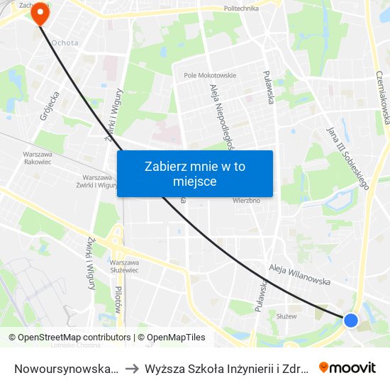 Nowoursynowska 02 to Wyższa Szkoła Inżynierii i Zdrowia map