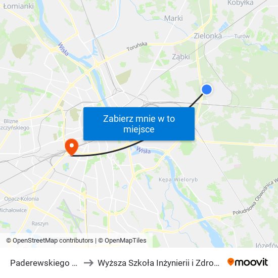 Paderewskiego 01 to Wyższa Szkoła Inżynierii i Zdrowia map