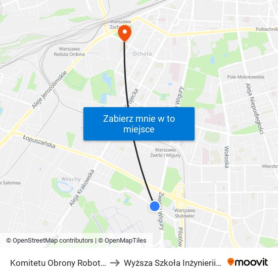 Komitetu Obrony Robotników 04 to Wyższa Szkoła Inżynierii i Zdrowia map