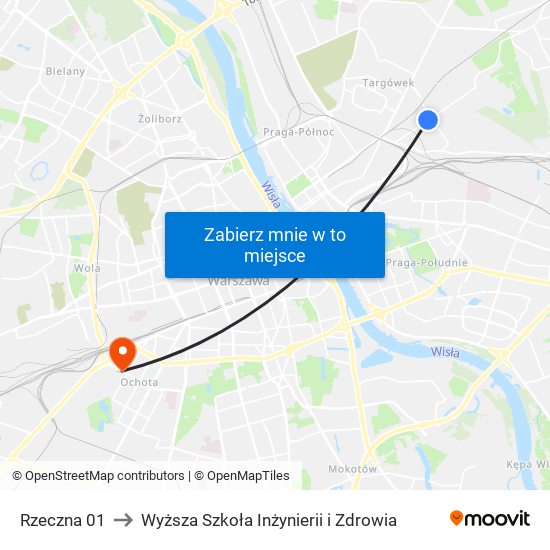 Rzeczna to Wyższa Szkoła Inżynierii i Zdrowia map