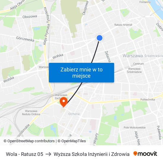 Wola - Ratusz 05 to Wyższa Szkoła Inżynierii i Zdrowia map