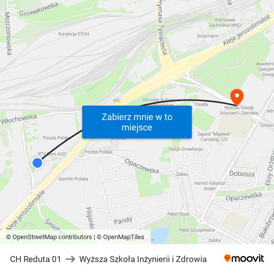 CH Reduta to Wyższa Szkoła Inżynierii i Zdrowia map