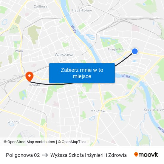 Poligonowa 02 to Wyższa Szkoła Inżynierii i Zdrowia map