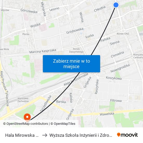 Hala Mirowska 01 to Wyższa Szkoła Inżynierii i Zdrowia map