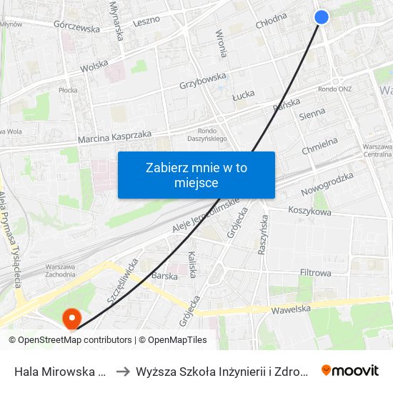 Hala Mirowska 02 to Wyższa Szkoła Inżynierii i Zdrowia map