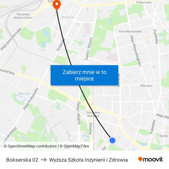 Bokserska 02 to Wyższa Szkoła Inżynierii i Zdrowia map