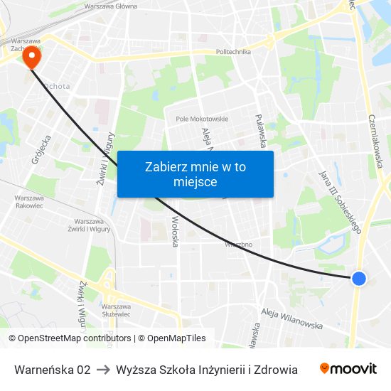 Warneńska 02 to Wyższa Szkoła Inżynierii i Zdrowia map