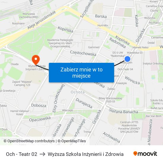 Och-Teatr to Wyższa Szkoła Inżynierii i Zdrowia map