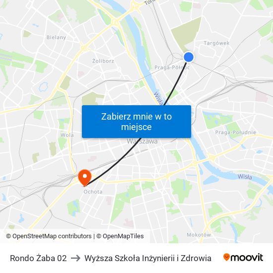 Rondo Żaba 02 to Wyższa Szkoła Inżynierii i Zdrowia map