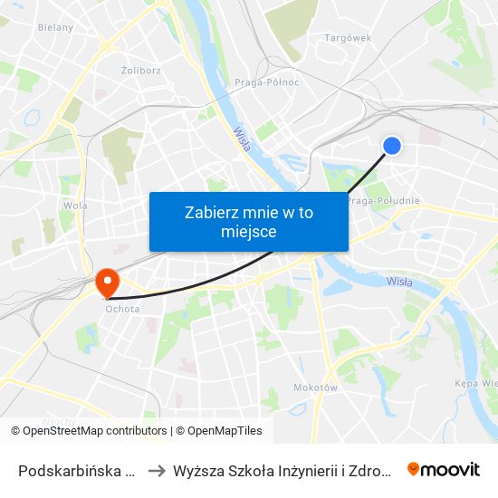 Podskarbińska 04 to Wyższa Szkoła Inżynierii i Zdrowia map