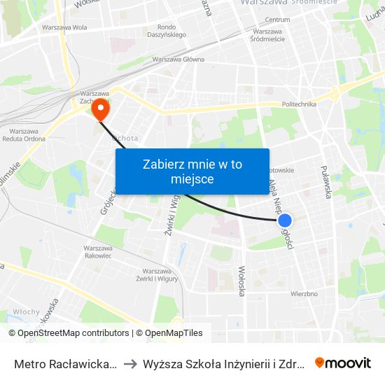 Metro Racławicka 02 to Wyższa Szkoła Inżynierii i Zdrowia map