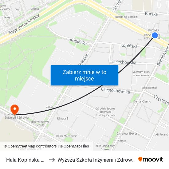 Hala Kopińska to Wyższa Szkoła Inżynierii i Zdrowia map