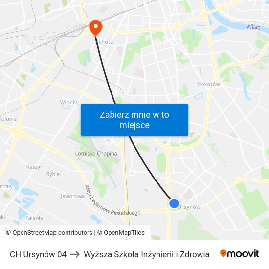 CH  Ursynów 04 to Wyższa Szkoła Inżynierii i Zdrowia map