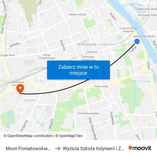 Most Poniatowskiego 05 to Wyższa Szkoła Inżynierii i Zdrowia map