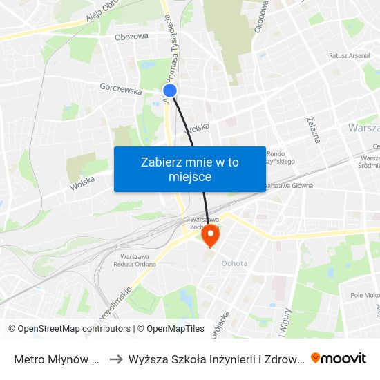 Metro Młynów 04 to Wyższa Szkoła Inżynierii i Zdrowia map