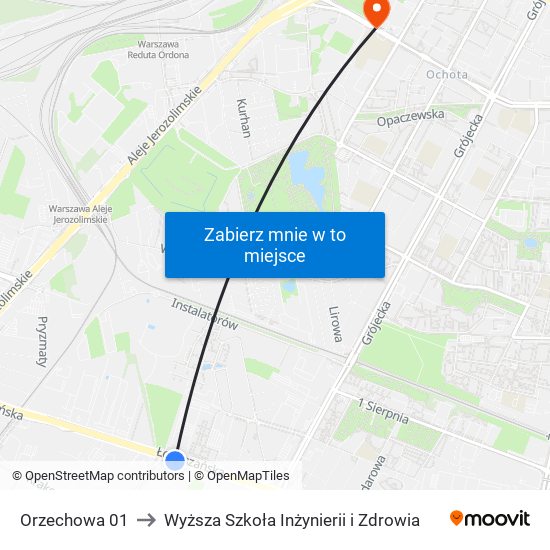 Orzechowa 01 to Wyższa Szkoła Inżynierii i Zdrowia map