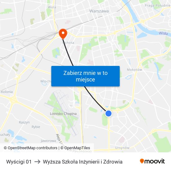 Wyścigi 01 to Wyższa Szkoła Inżynierii i Zdrowia map