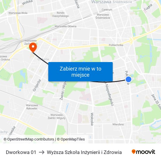 Dworkowa 01 to Wyższa Szkoła Inżynierii i Zdrowia map