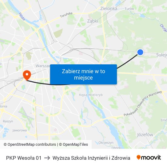 PKP Wesoła 01 to Wyższa Szkoła Inżynierii i Zdrowia map