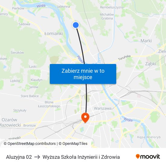 Aluzyjna 02 to Wyższa Szkoła Inżynierii i Zdrowia map