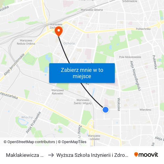 Maklakiewicza to Wyższa Szkoła Inżynierii i Zdrowia map