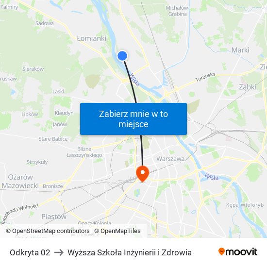 Odkryta to Wyższa Szkoła Inżynierii i Zdrowia map