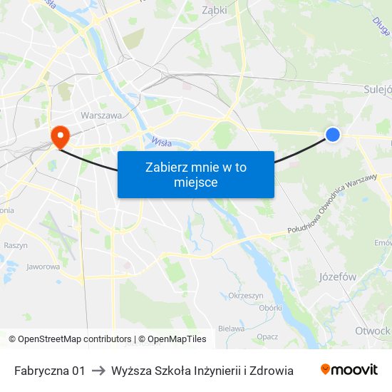 Fabryczna 01 to Wyższa Szkoła Inżynierii i Zdrowia map