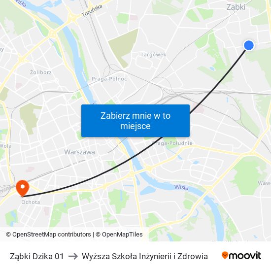 Ząbki Dzika 01 to Wyższa Szkoła Inżynierii i Zdrowia map