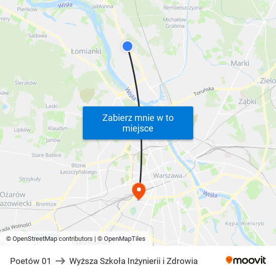 Poetów 01 to Wyższa Szkoła Inżynierii i Zdrowia map