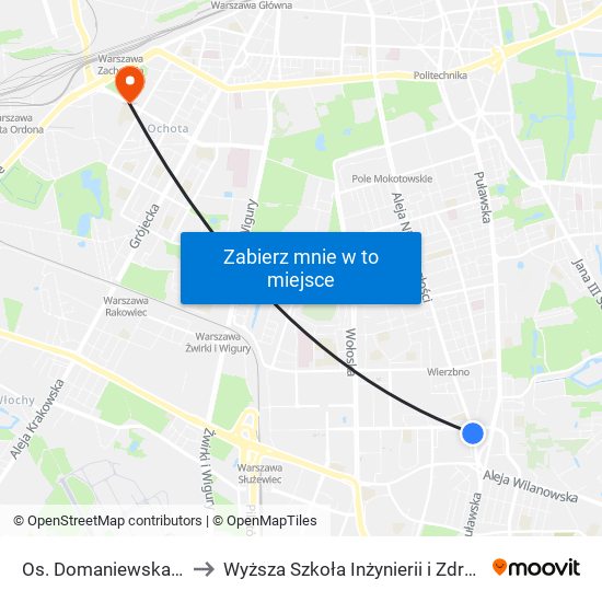 Os. Domaniewska 01 to Wyższa Szkoła Inżynierii i Zdrowia map