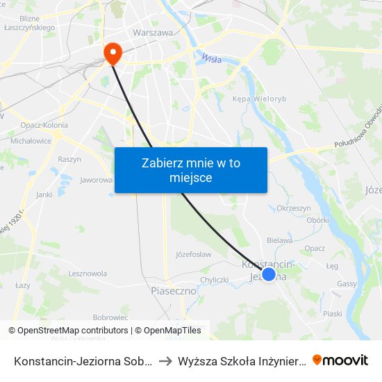 Konstancin-Jeziorna Sobieskiego to Wyższa Szkoła Inżynierii i Zdrowia map