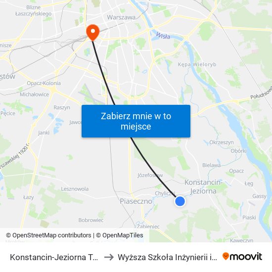 Konstancin-Jeziorna Tabita to Wyższa Szkoła Inżynierii i Zdrowia map