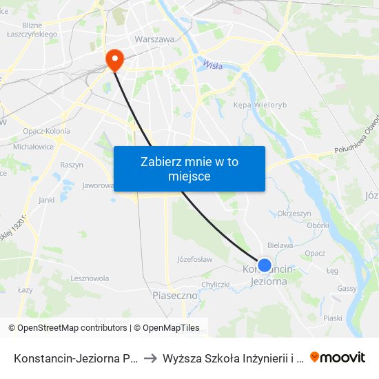 Konstancin-Jeziorna Polna 02 to Wyższa Szkoła Inżynierii i Zdrowia map