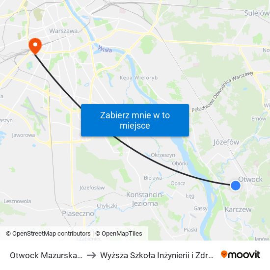 Otwock Mazurska 02 to Wyższa Szkoła Inżynierii i Zdrowia map