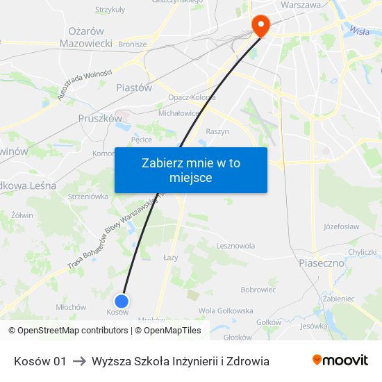 Kosów 01 to Wyższa Szkoła Inżynierii i Zdrowia map